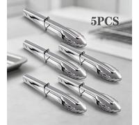 Shein Juego de 5 piezas de pinzas de acero inoxidable para alimentos, pinzas de cocina, resistentes al calor y antideslizantes, adecuadas para cocinar, asar
