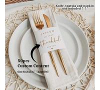 Shein Juego de 50 servilletas de papel personalizadas para boda, decoración de mesa para fiestas, menú de cena de agradecimiento, boda minimalista, romántic