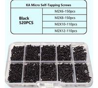 Shein Juego de 520 piezas de tornillos autorroscantes micro, 4 tamaños diferentes de tornillos de cabeza plana M2, tornillos pequeños de cruz plateados, ade