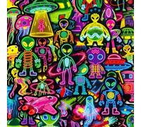 Shein Juego de 56 pegatinas de alienígenas neón geniales, pegatinas de vinilo impermeables, adecuadas para botellas de agua, portátiles, álbumes de recortes