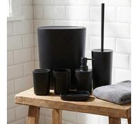 Shein Juego de 6 accesorios de baño, juego de tocador, que incluye cepillo de inodoro, papelera, vaso, jabonera, portacepillos de dientes y dispensador de j