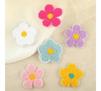 Shein Juego de 6 parches bordados Suniel, distintivo de aplique para ropa y sombrero, pegatina decorativa termoadhesiva DIY, diseño floral para toalla