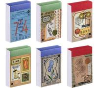 Shein Juego de 6 pegatinas Washi de 300 piezas, juego de pegatinas estéticas vintage para diario, álbum de recortes, decoración, Bullet Journal, sellos, flo