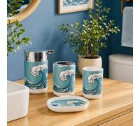 Shein Juego de 6 piezas de accesorios de baño, conjunto completo de baño que incluye dispensador de jabón,