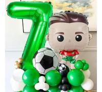Shein Juego de 68 piezas de globos para fiesta de cumpleaños de fútbol, incluye globos con números gigantes, globos de balón de fútbol de 18", globos de lát