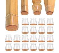 Shein Juego de 8/16/24 fundas transparentes antideslizantes para patas de silla con fieltro, protectores de suelo de silicona redondos para patas de silla,