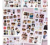 Shein Juego de 8 piezas de pegatinas para agenda K-POP BT5, pegatinas de fotos de ídolos de alta calidad con todos los miembros RM, Jin, J-Hope, Jimin, V, m