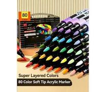 Shein Juego de 80 piezas de rotuladores acrílicos de alto brillo de líquido directo, bolígrafos de gel, bolígrafos de color de secado rápido de gran capacid