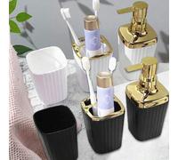 Shein Juego de accesorios de baño de lujo de 3/6 piezas, incluye jabonera, portacepillos de dientes y talla grande, adecuado para la decoración del baño del