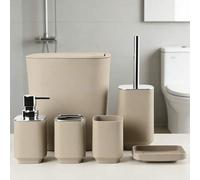 Shein Juego de accesorios de baño, Juego de accesorios de baño, Juego de artículos de tocador con baño electrolítico cuadrado, que incluye cepillo de inodor