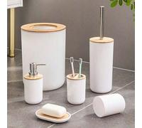 Shein Juego de accesorios de baño, juego de artículos de tocador, juego de baño con bandeja cuadrada, incluye soporte para cepillo de dientes, vaso para enj