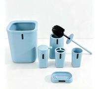 Shein Juego de accesorios de baño minimalistas de 6/4 piezas, kit organizador de baño de plástico mate que incluye papelera, portaescobillas de inodoro, dis
