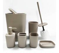 Shein Juego de accesorios de baño, set de regalo de 6 piezas de plástico, que incluye: portacepillos de dientes, vaso para cepillos de dientes, dispensador