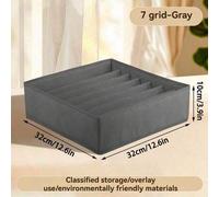 Shein Juego de almacenamiento de ropa interior plegable con múltiples compartimentos en gris, caja organizadora de cajón de tela no tejida transpirable, ade