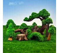 Shein Juego de Árboles Miniatura Secos con Musgo, Decoración de Árbol Artificial de Resina, Diseño de Musgo, Plantas Verdes de Textura Realista, Adecuado pa