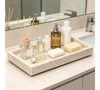 Shein Juego de bandejas de baño, bandeja de tocador, bandeja dispensadora de jabón, bandeja de accesorios de baño, bandeja de bañera, bandeja del lavabo, ba