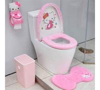 Shein Juego de baño de - Regalo de Navidad, Alfombra de baño súper absorbente, Tapa de inodoro, Material de poliéster suave, Diseño de dibujos animados lin
