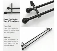 Shein Juego de barras de cortina de metal/Barra romana, Barra de cortina negra de doble varilla de 0,63 pulgadas, extensible en espiral de 60 a 147 pulgadas