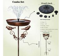 Shein Juego de bomba de fuente para baño de pájaros alimentada por energía solar - Cabezal de rociador de agua flotante, adecuado para estanques de jardín,
