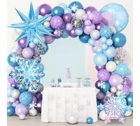 Shein Juego de cadena de globos con tema de hielo y nieve que incluye globos de lámina de aluminio con copos de nieve y globos de látex con lentejuelas azul