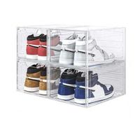 Shein Juego de cajas de zapatos de 1/6 piezas, zapatero apilable transparente para armario, soporte plegable para guardar zapatillas que ahorra espacio, caj