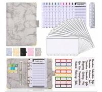Shein Juego de carpeta presupuestaria A6, incluye 12 sobres con cremallera, carpeta para ahorrar dinero, organizador financiero, cuaderno de trabajo del des
