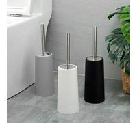 Shein Juego de cepillo de baño, incluye cabezal de cepillo de silicona y mango largo de acero inoxidable 304 con base de plástico, diseño ergonómico, durade