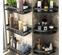 Shein Juego de cestas de estantería de pared perforada, 1/2 piezas de organizador montado en esquina para almacenamiento en baño y cocina, cesta colgante pa
