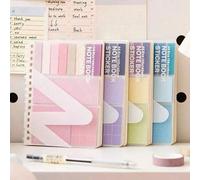 Shein Juego de cuaderno multifuncional 4 en 1, incluye notas adhesivas, pegatinas de índice, páginas rayadas, encuadernación de hojas sueltas, cubierta impe