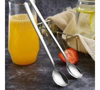 Shein Juego de cucharas de acero inoxidable con mango largo, que incluye cuchara para helado, cuchara de mezcla, cuchara pequeña, cuchara para condimentos,