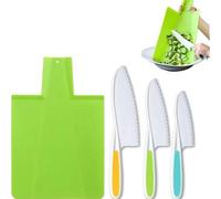 Shein Juego de cuchillos de cocina para niños y set de tabla de cortar plegable, adecuado para reuniones familiares, eventos al aire libre, vacaciones, jueg