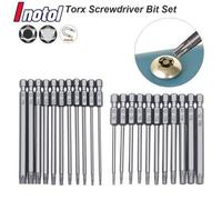Shein Juego de destornilladores Torx, cabeza plana, a prueba de manipulación, brocas de S2 para taladro eléctrico, adaptador de extensión magnético, juego