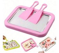 Shein Juego de fabricante de helado 3 en 1, rodillo de helado para el hogar, bandeja de helado DIY, fabricante de postres congelados de acero inoxidable, ad