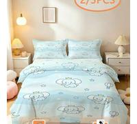 Shein Juego de funda nórdica de elefante azul claro 2/3 piezas, juego de ropa de cama tamaño individual, doble, king y queen, juego de ropa de cama con esta