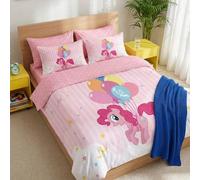 Shein Juego de funda nórdica My Little Pony de 2/3 piezas, diseños de dibujos animados lindos, ropa de cama, anti-pilling, 1 funda de edredón y 1/2 fundas d