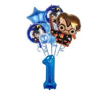Shein Juego de globos de cumpleaños con temática de Harry Potter, globos con números del 1 al 9 con decoraciones de estrellas de colores, adecuado para sumi