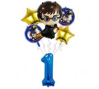 Shein Juego de globos de cumpleaños con temática de mago de Harry Potter, globos con números del 1 al 9 adecuados para suministros de fiesta mágica