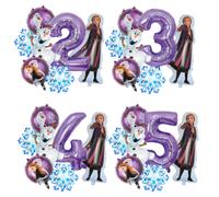 Shein Juego de globos de decoración para fiesta de cumpleaños con temática morada estilo Princesa Anna de Frozen autorizado para niñas, incluye globos morad
