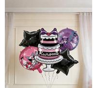 Shein Juego de globos de Kuromi de MINISO con formas de lámina y estrella, decoraciones de fiesta rosa y morada para cumpleaños, hogar y celebración de auto