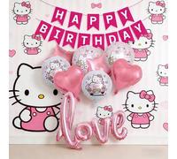 Shein Juego de globos para fiesta rosa, globos con letras de amor en oro rosa, globos de lámina con forma de corazón y estrella, globos redondos con estampa