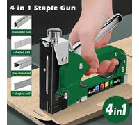 Shein Juego de grapadora resistente 4 en 1, incluye 300 grapas, apto para encuadernar diversos materiales, decoraciones, trabajos en madera, muebles, puerta