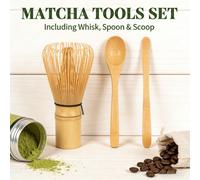 Shein Juego de herramientas para té matcha estilo japonés, incluye batidor de bambú genuino para matcha, cepillo de té, cuchara de té, molinillo 2 en 1 para