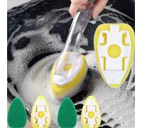 Shein Juego de limpieza de mango múltiple con cepillo de esponja: alta absorción y resistente al aceite, adecuado para limpiar bañera y azulejos del baño, l