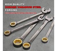 Shein Juego de llaves fijas de cromo vanadio de 6 mm a 32 mm, llave inglesa con cabeza fija, llave combinada con unidades inglesas y métricas, llave de trin