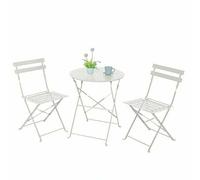 Shein Juego de Mesa Plegable de 3 Piezas para Jardín - Acero Resistente, Anticorrosivo, Ideal para Exteriores, Patio y Balcón