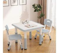 Shein Juego de mesa y 2 sillas para niños: mesa de estudio y sillas de altura ajustable con escritorio de grafiti, patas antideslizantes, escritorio de acti