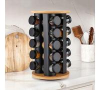 Shein Juego de organizador de especias giratorio de 360° con 17/21 frascos de vidrio - Carrusel de almacenamiento de condimentos para cocina que ahorra espa