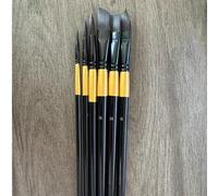 Shein Juego de pinceles de arte profesionales de alta calidad de 1/3/6 piezas, que incluye pinceles redondos, planos, angulares y de lengua de gato, adecuad