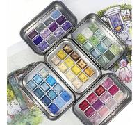 Shein Juego de pintura de acuarela sólida brillante de 12 colores en caja compacta, ideal para la pintura tradicional china y la creación artística. Este ex