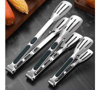 Shein Juego de pinzas de cocina de acero inoxidable, pinzas para alimentos huecas con mangos de silicona antideslizantes, pinzas de cocina resistentes al ca